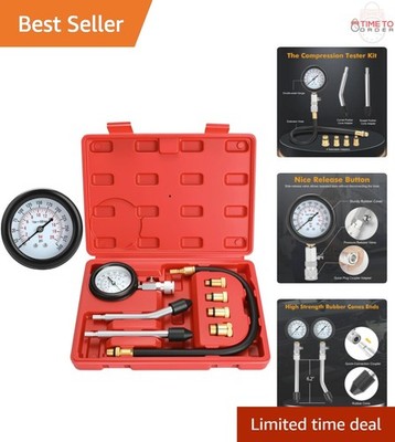 Petrol Engine Compression Tester Kit 8pcs Automotive Gauge  Tool