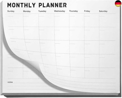 Monatsplaner-Notizblock, undatiert, 52 Blatt, Schreibtischkalender, A4 (20,3 x