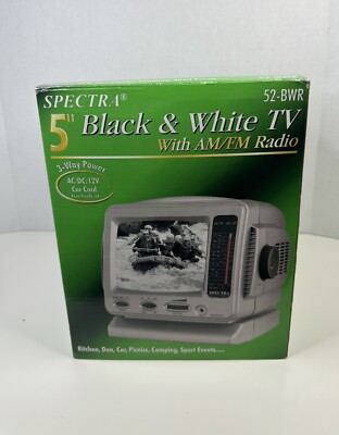NEW Open Box Spectra 5  Portable B&W Television TV AM/FM Radio 52-BWR