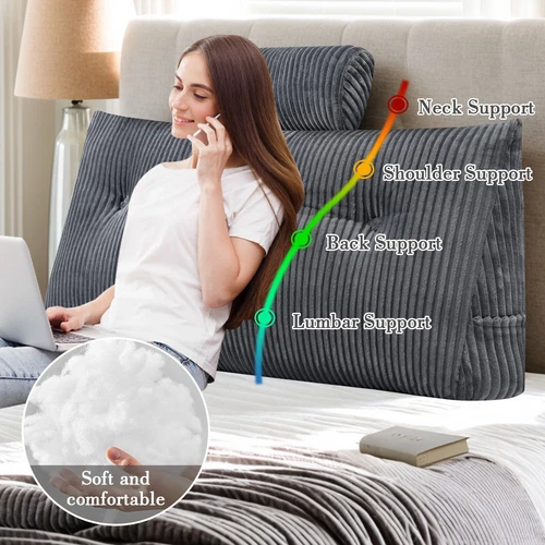 Bett-Rückenkissen Großes Bettkeilkissen Rückenstütze Beinhöhe mit Nackenkissen - Bild 10 von 28