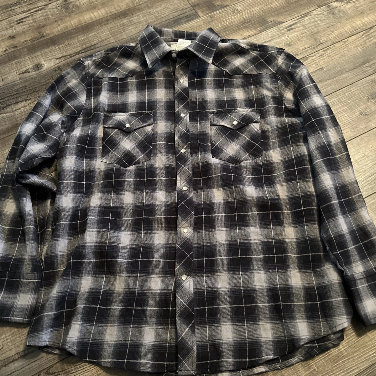 Wrangler Pearl Snap Western Shirt Men s XL Long Sleeve black and