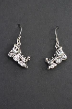 Train Engine Charm Earrings 925 sterling silver hooks pewter charms 1 1/4"