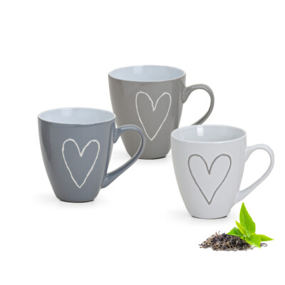Jumbotassen Herzchen 3er Set Tassen XXL Kaffeetassen