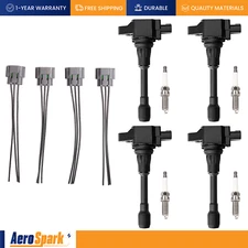 4 Ignition Coil & 4 Spark Plug & 4 Connector for 2007-2013 Nissan Altima 2.5L I4