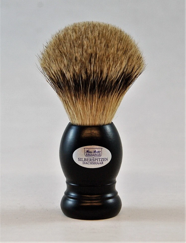 Hochwertiger Rasierpinsel EBENHOLZ Dachshaar SILBERSPITZ - HANS BAIER Germany
