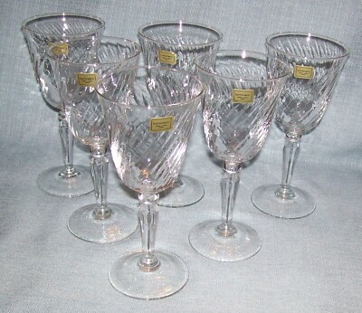 Cristal D'Arques ANGELIQUE Crystal Swirl WATER GOBLET - Clear 7 1/8'' Tall -Set 6