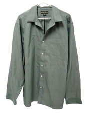 Eddie Bauer Mens Shirt XL Solid Green Wrinkle-Resistant Relax Long Sleeve Button