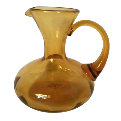 Vintage Antique Handblown Amber Glass Aladdin Vase Pitcher