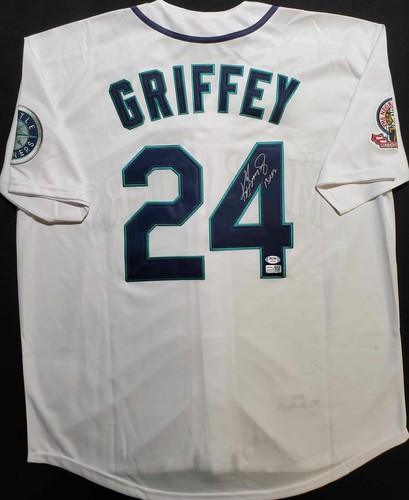 KEN GRIFFEY JR. MARINERS SIGNED JERSEY AUTO w/INSCRIPTION PSA MITCHELL NESS
