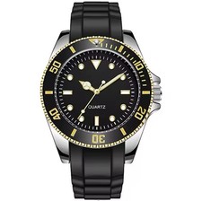 Men’s Gold Diver Watch Swiss Style Sports Seiko Movement Rubber High Quality UK.