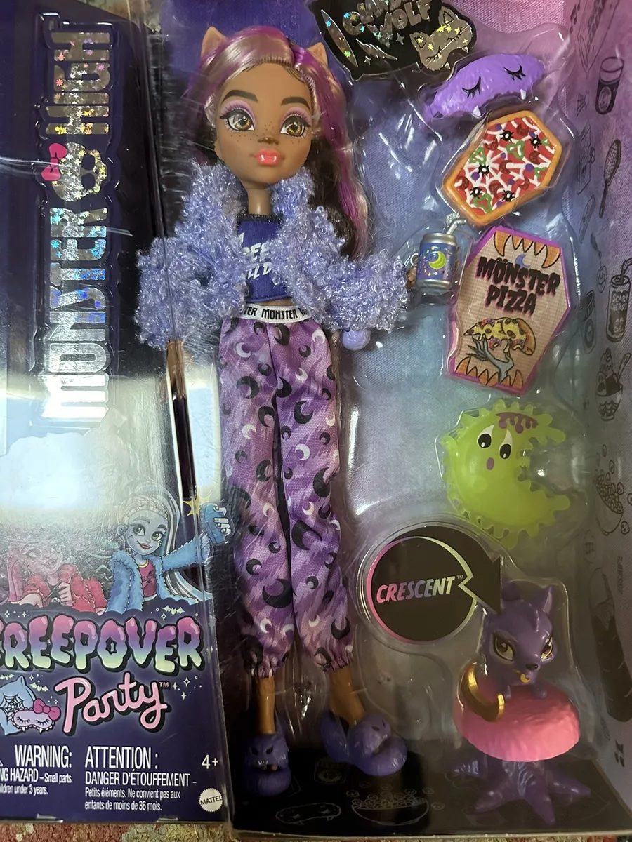 Monster High Doll, Clawdeen Wolf Creepover Party Set with Pet Dog Crescent,  Sleepover Clothes and Accessories