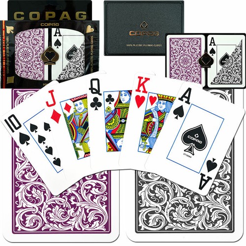 X-Copag 1546 Póker Jumbo Face dupla plasztik kártya (lila-szürke