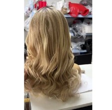 Ombre Highlight Blonde Wig with Bangs 100 Human Hair None Lace