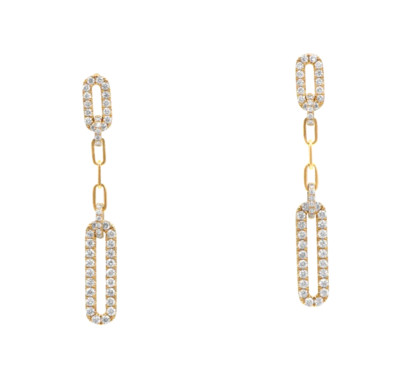 Stilvolle 14K Gelbgold Diamant baumelnde Gliederohrringe 0,86 ctw