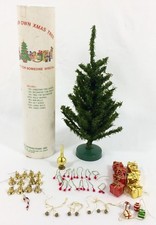 Vtg Feather Christmas Tree w/ Mini Ornaments 12" Tall In Mailer Tube Taiwan RARE