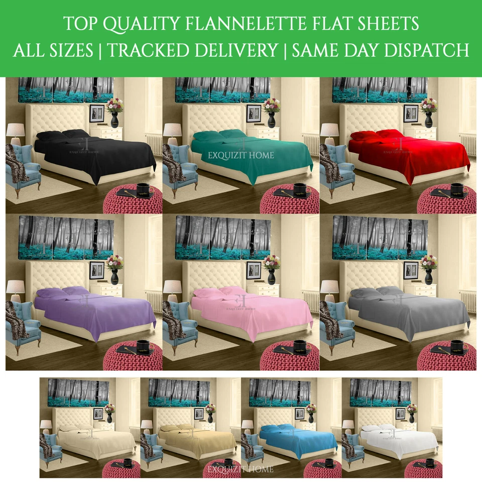 EXQUIZIT HOME Luxury Flannelette Flat Sheet or Matching Pillowcase Soft 100% Brushed Cotton