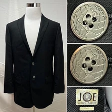 Joseph Abboud Slim Fit Black Super 120s Wool Silver 2-Button 42L Blazer Jacket