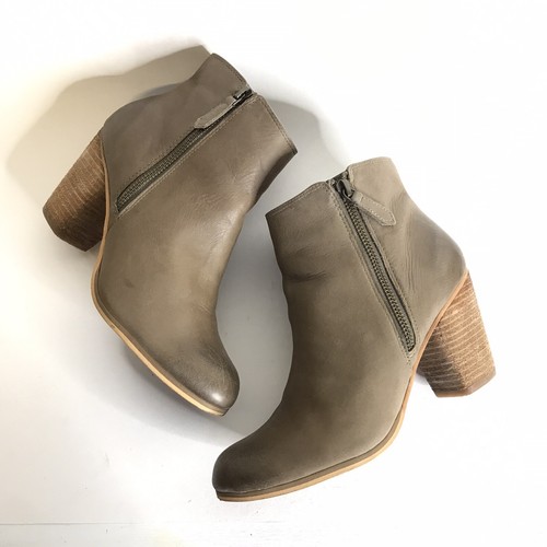 womens taupe leather booties