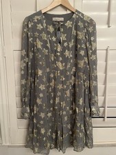 LOFT Gray And Gold Star Long Sleeved Short Shimmer Sparkle Dress Petite Size M