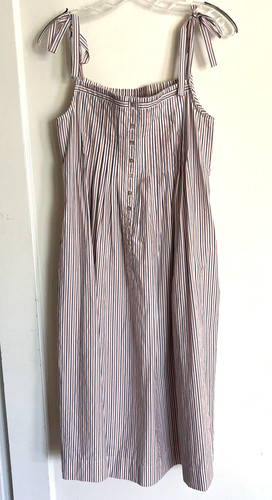 LOUP CHARMANT Red White Blue Stripe Knee-length Sun Dress Pockets Small