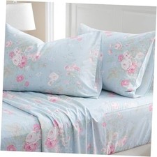 Blue Floral Sheets Set Size 100 Cotton Pink Flowers Bed Full Blue Countryside