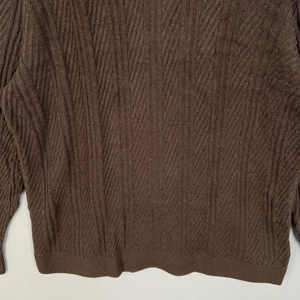 Suéter Abercrombie & Fitch Para Hombres XXL Alto Marrón Cuello Polo Manga Larga Tejido Foto 3 de 4