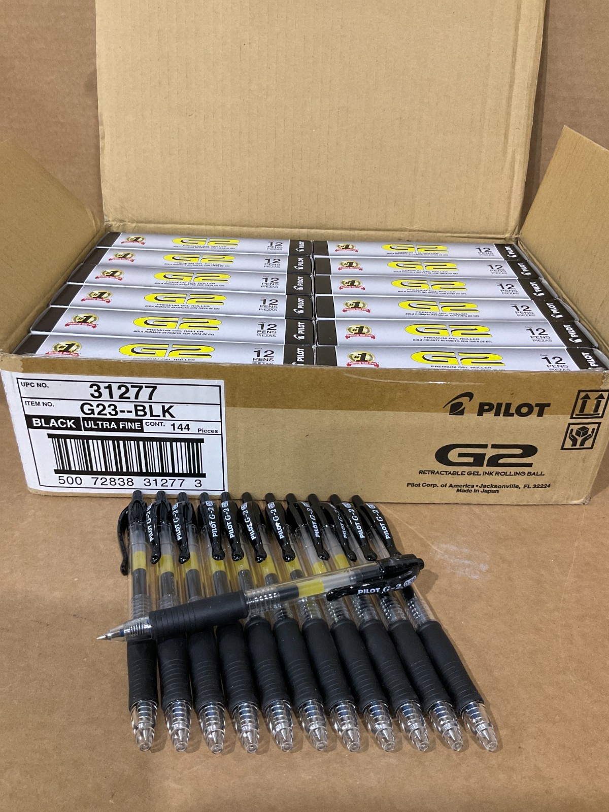 ultra-fine-point G2 Retractable Premium Gel Ink 0.38 mm Black Ink Case of 144