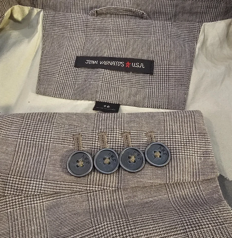 John Varvatos США хлопок льняной пик лацкан блейзер спортивная куртка 46R - Изображение 2 из 4