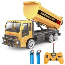 Remote Control Dump Truck for , 2.4GHz RC Construction Vehicle with Lights, 4...