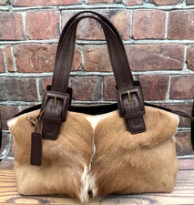 Borsa a tracolla Aqua Madonna sudafricana Springbok pelliccia pelle marrone