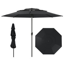 10 ft 3-tier Vented Patio Umbrella Large Market Table Umbrella Outdoor Sun Shade