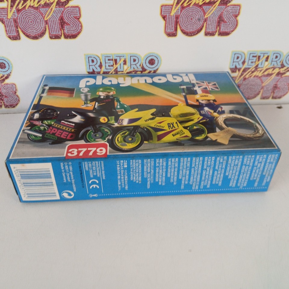 Playmobil Vintage City Racers 3779 De 1994 - Motos, Coureurs, Podium Et Chiens - Lot