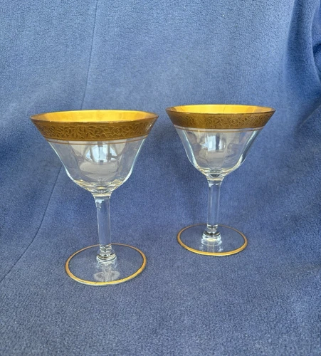 Vintage Set of 2 Tiffin Franciscan Rambler Rose Champagne Tall Sherbet 14196