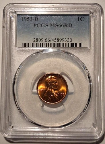 🔥1953 D LINCOLN WHEAT CENT PCGS MS66 RD NICE!