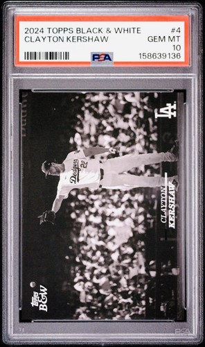 2024 Topps Black and White Clayton Kershaw #4 PSA 10 Gem Mint Dodgers