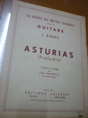 partitions guitare Albeniz Isaac: Asturias (preludio) Transcr. Luis Maravilla  E