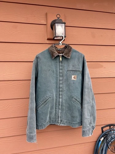 Vintage Hunter Green Carhartt Detroit Jacket Size Large Tall - product listing photo