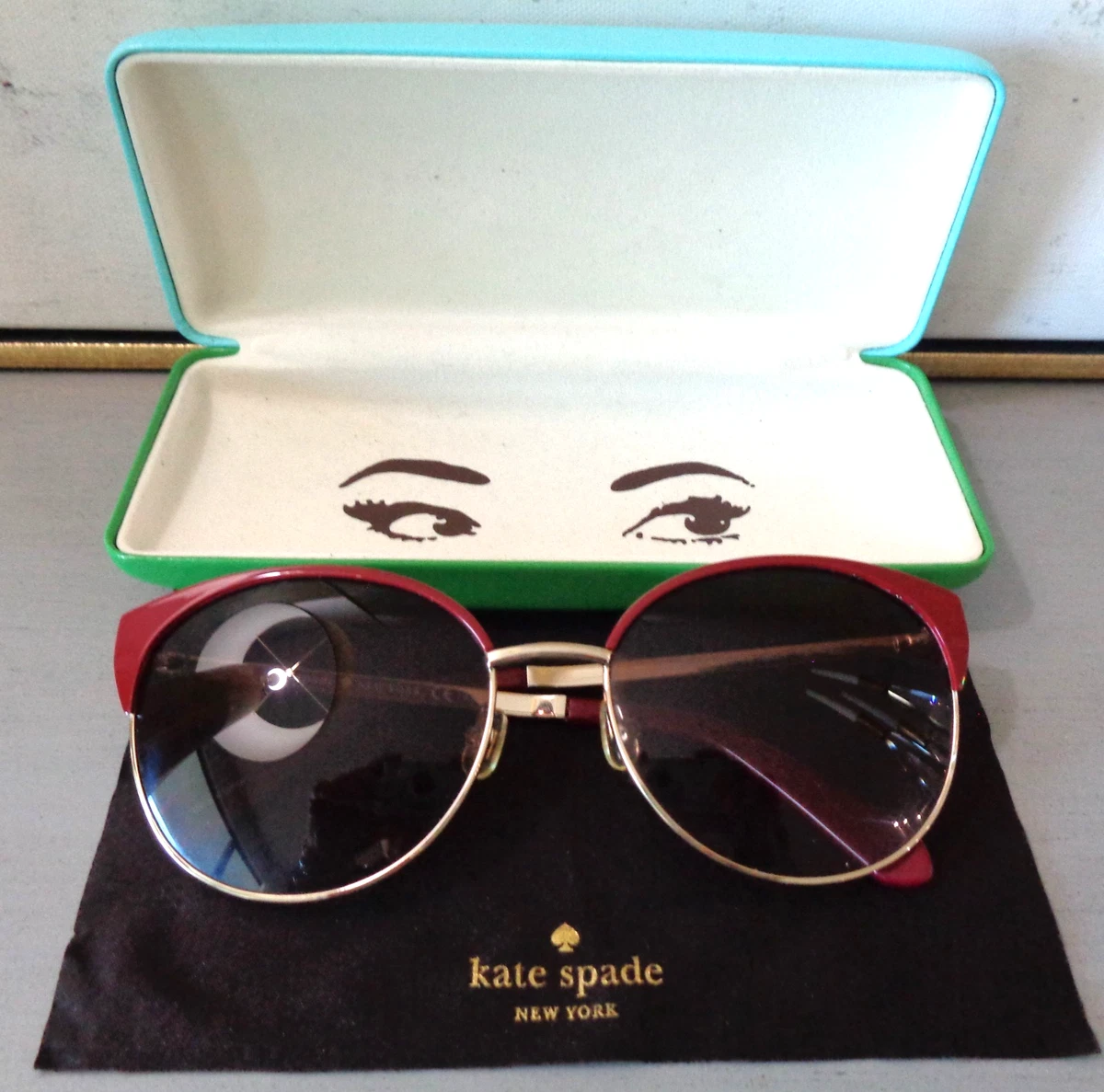 Kate Spade Crimson/S Black Red Cat Eye Sunglasses 807 F8 50-16-135 kate spade new york Cat Sunglasses for Women for sale | eBay main image 2