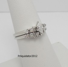 1/2CT Natural Marquise Diamond Engagement Wedding Bridal Ring Set 14K White Gold