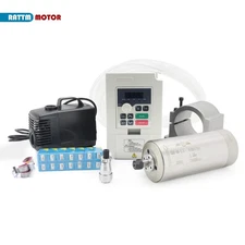 CN SHIP】1.5KW 220V Water Cooled Spindle Motor ER11+1.5KW VFD Inverter+80mm Mount