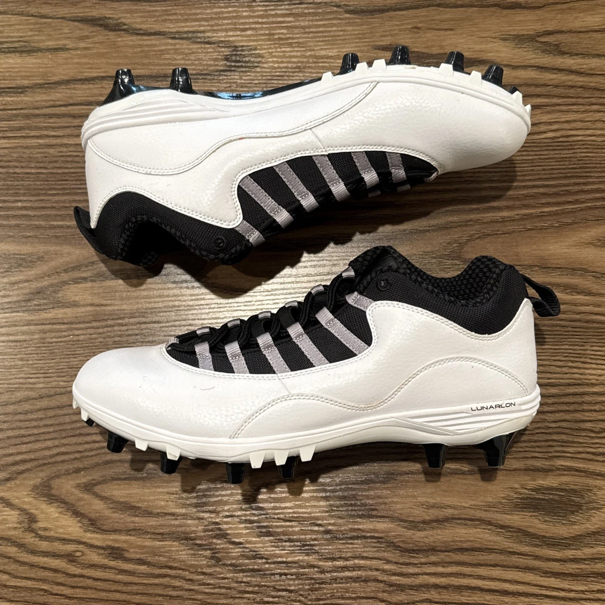 Size 18 Nike Air Jordan 10 TD Low Football Cleats White/ Cool Grey CQ2072-101 Jordan 10 TD Low Steel Grey | eBay main image 3
