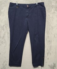 Lauren Ralph Lauren Pants Womens Sz 18W Navy Blue Stretch Zipper Ankle Dressy RL