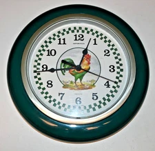 Vintage 1995 Spartus Rooster Wall Clock Round 10” Quartz Works USA