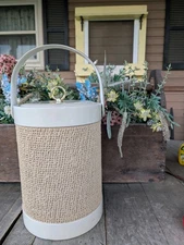 Vintage MCM Tall Creamy White Vinyl Padded Plastic Ice Bucket