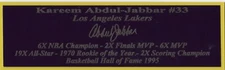 Kareem Abdul-Jabbar Nameplate Los Angeles Lakers Autograph Photo Ball Jersey 