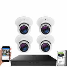 8CH H.265+ DVR (4) 4K Waterproof Analog Dome Security Camera System 2TB