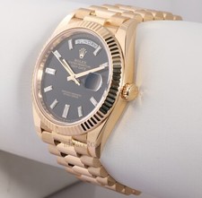 Rolex Day-Date 228238 Black Baguette Diamond Dial 18k Fluted Bezel 40mm-Full Set 3