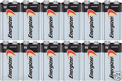 12 x Energizer Max 9V 9 Volt 522 6LR61 6AM6 Alkaline Batteries