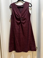 Eddie Bauer Burgundy Vneck Sleeveless Dress Large Armpit To Armpit 21” Length40”