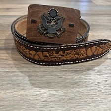 Vintage Bicentennial Buckle Leather Belt 1776-1976 Eagle 39.5" America USA